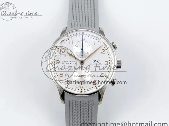 MIROTIME 1228 Portuguese Chrono IW3716 Z+F 1:1 Best Edition White Dial on Gray Rubber Strap A WrinkleFree 7014